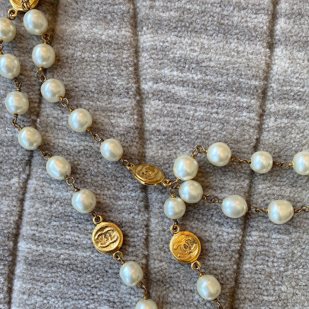 Chanel Vintage Chanel Super Long Pearl Coin Necklace ASL3613