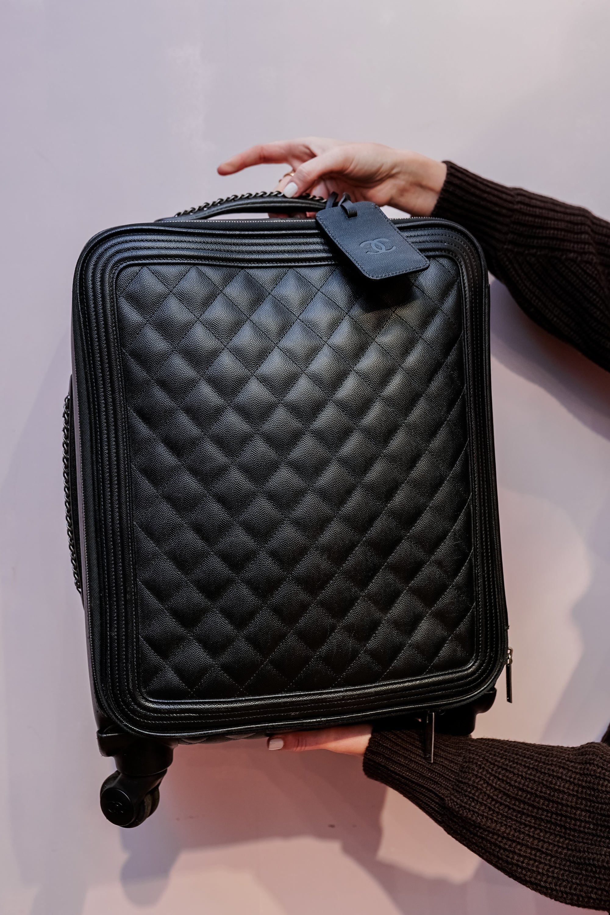 5. LP x C Chanel Black Caviar Leather Carry On Suitcase - AGL1680 –  LuxuryPromise