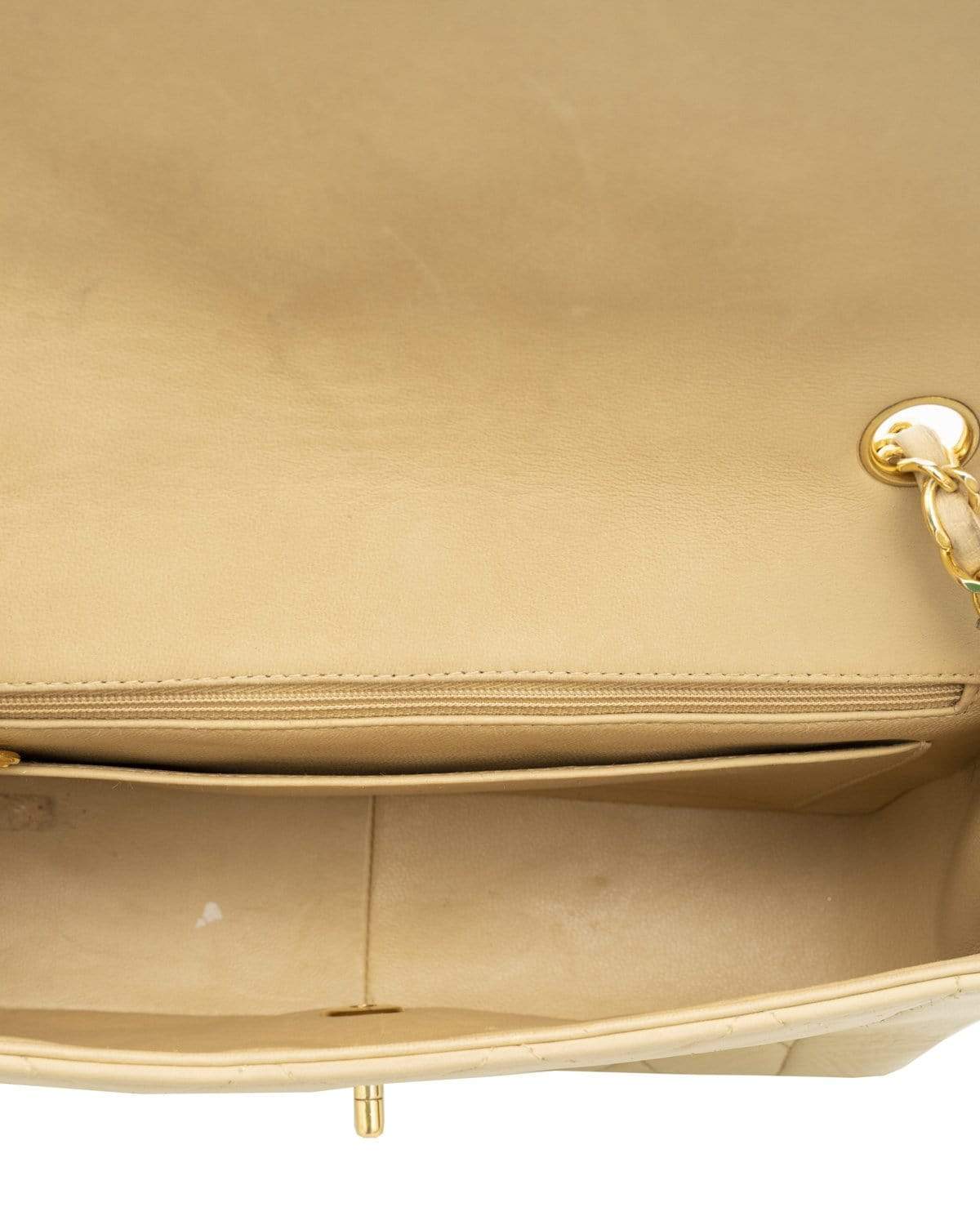 Chanel Chanel 10" Beige Lambskin Leather Diana Flap Bag GHW  - AGL1499