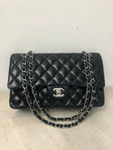 Chanel Chanel 10" Medium Classic Flap bag with silver chain - AWL2251