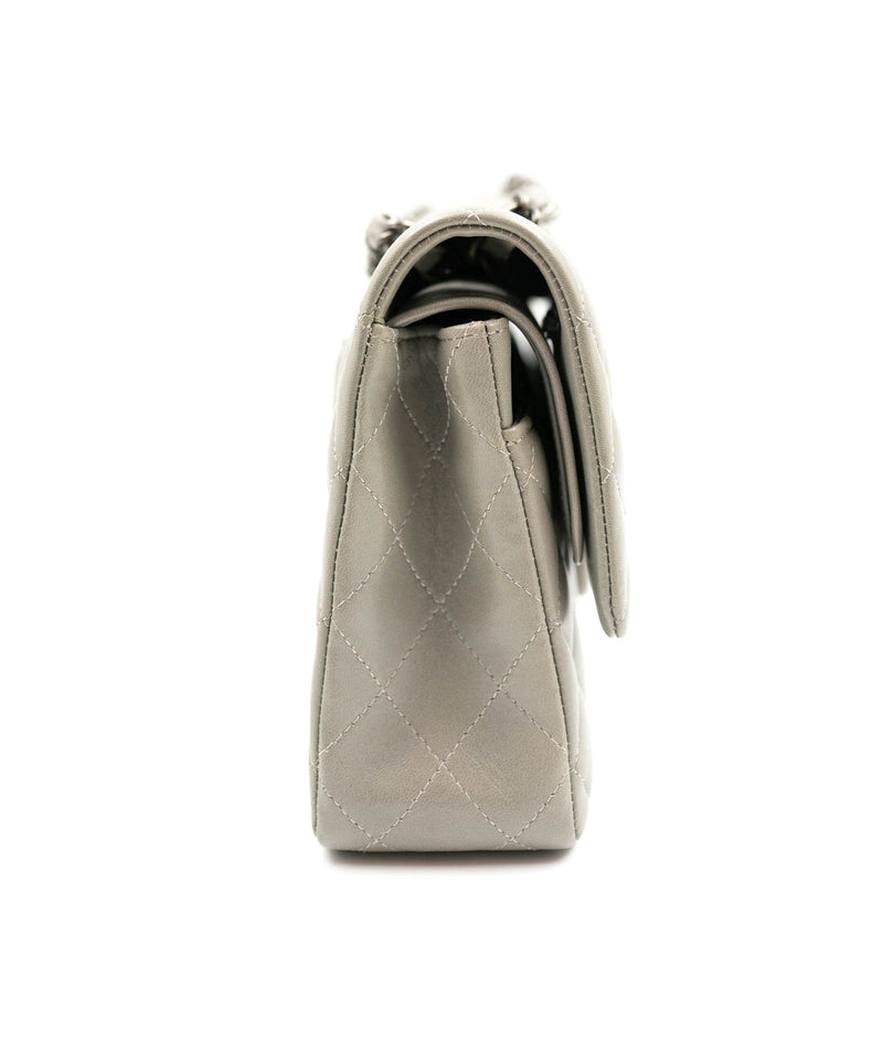 Chanel Chanel 10" Medium Double flap bag with RHW  in Grey - AWL3773