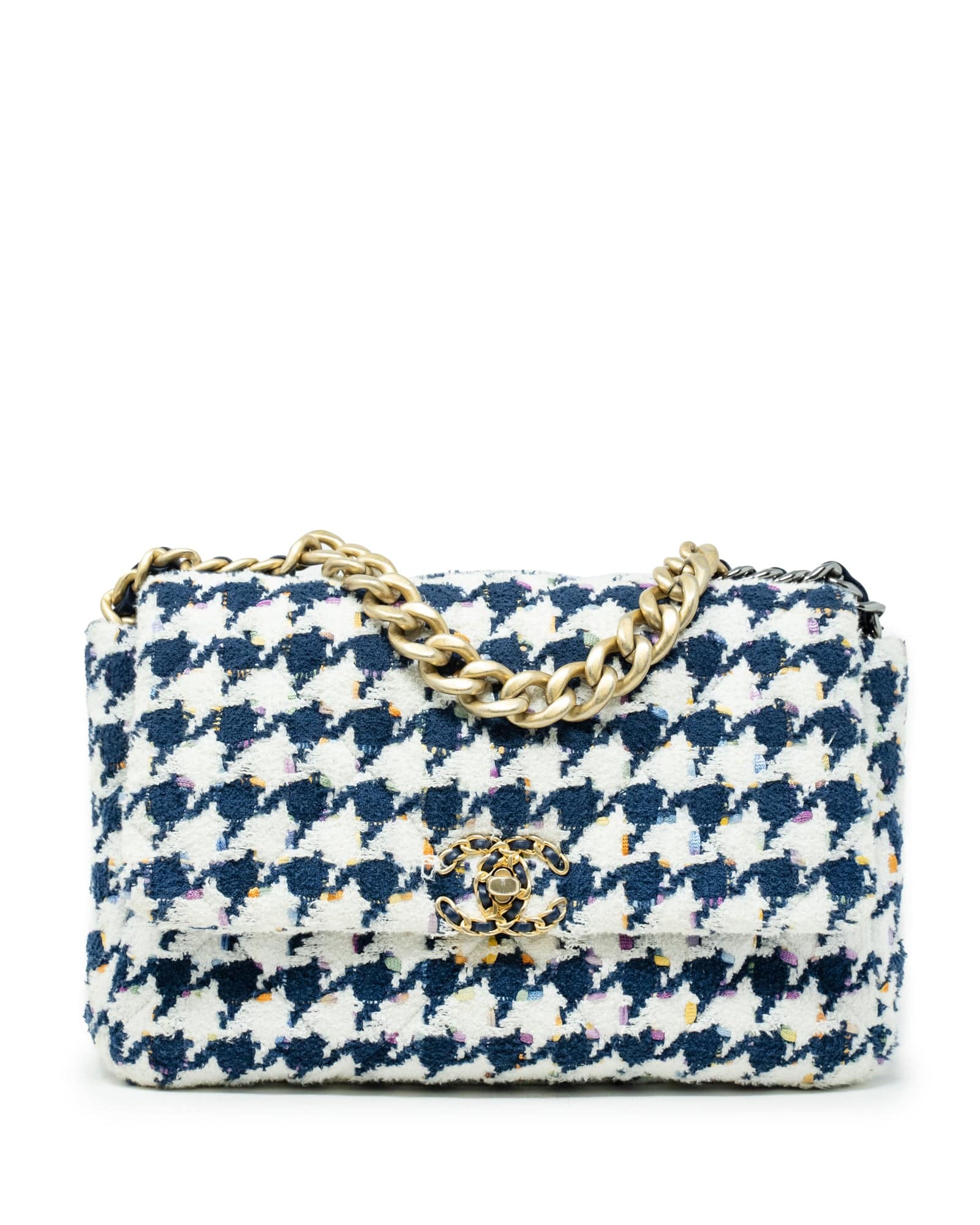 Chanel Chanel 19 Houndtooth Navy White Flap bag RJL1344