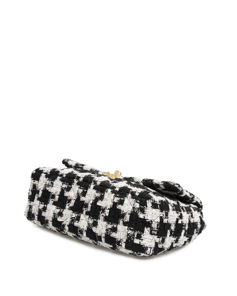 Chanel 19 Medium Flap Bag in Black And White Houndstooth Tweed