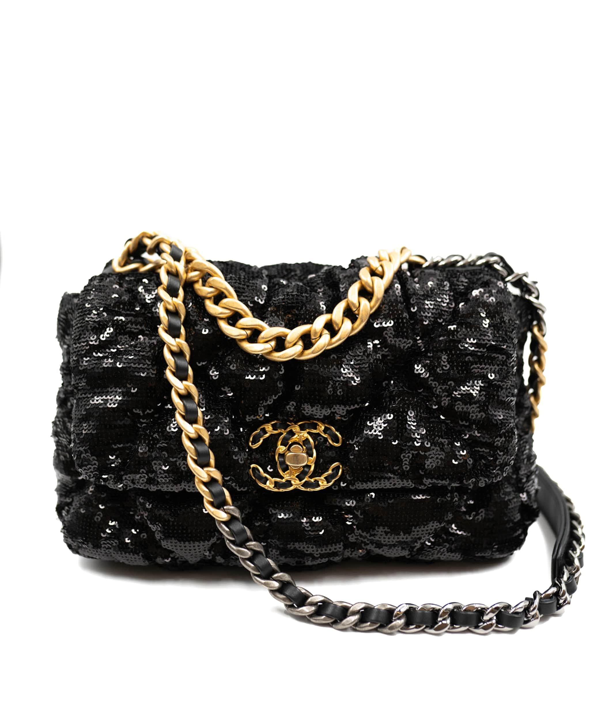 Chanel 19 Small Black Sequin Bag AGL2341
