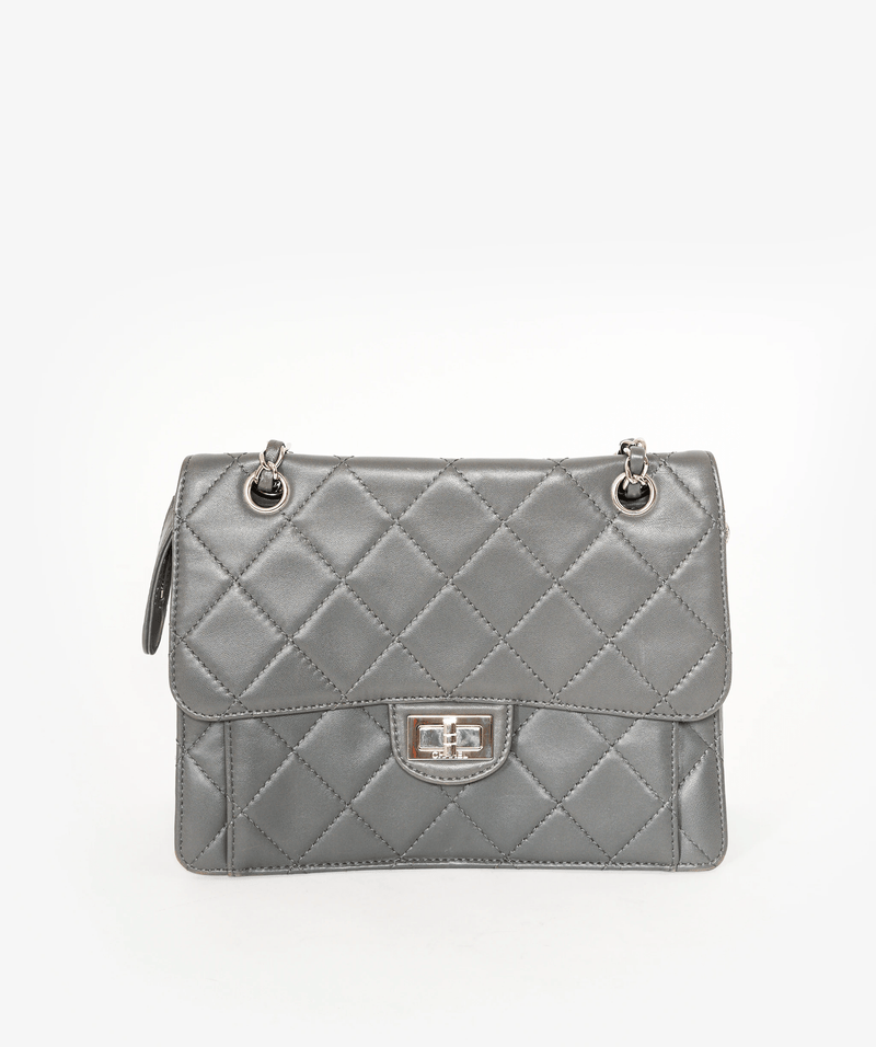 Chanel flap bag grey sales