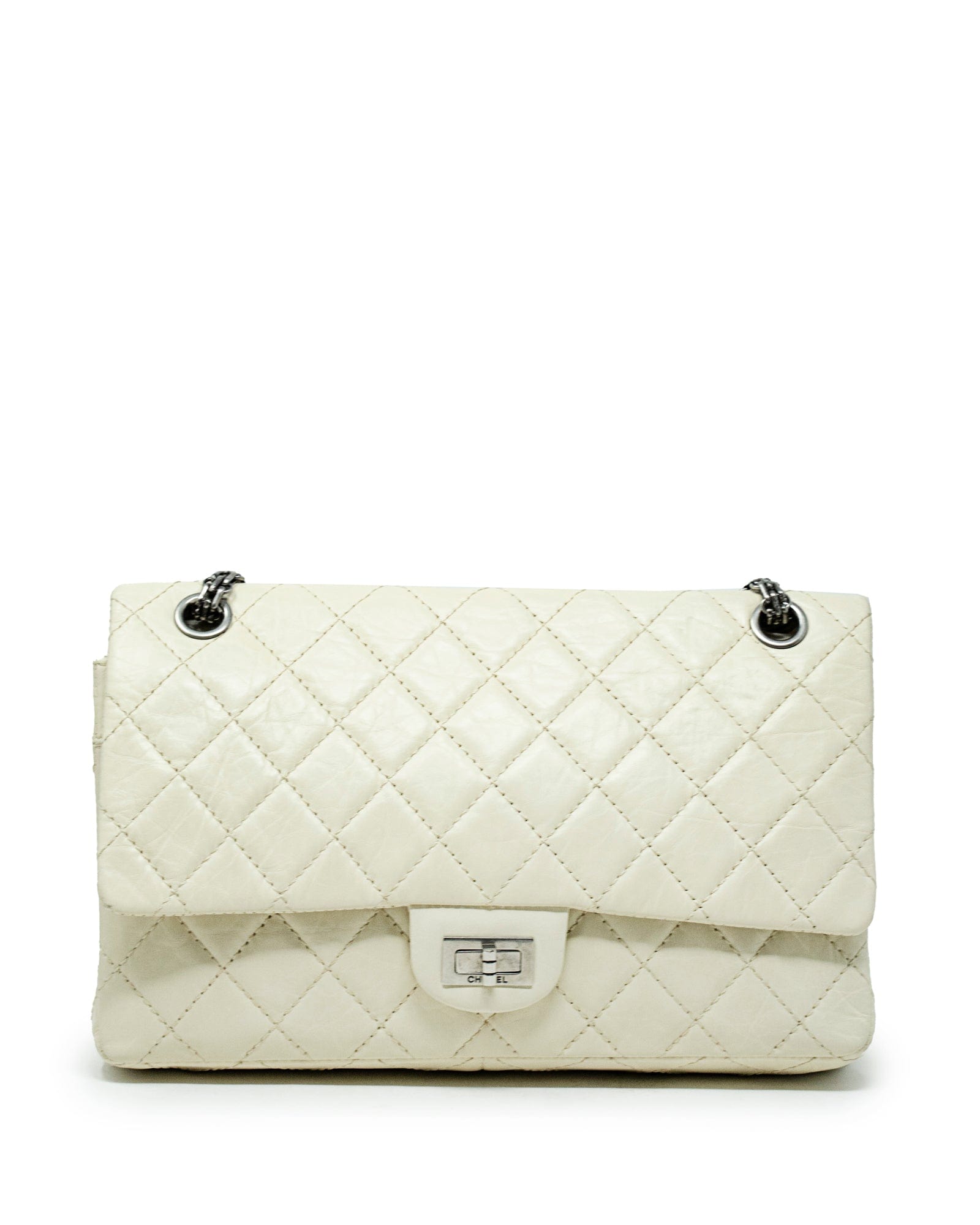 Cream Colour Mini Reissue 2.55 Bag in aged Calfskin Leather with