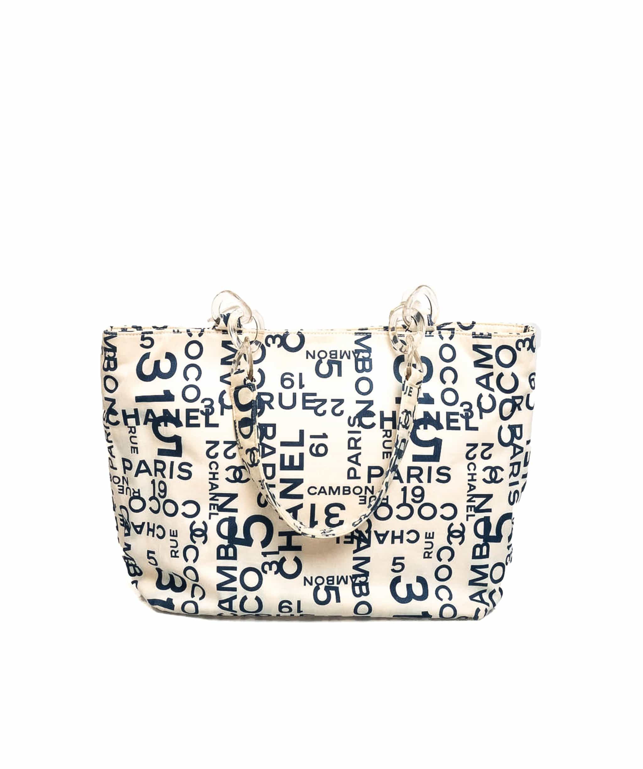 Chanel Chanel 31 Rue Cambon Beach Tote Ivory/Blue Canvas Shopper Bag - AWL1970