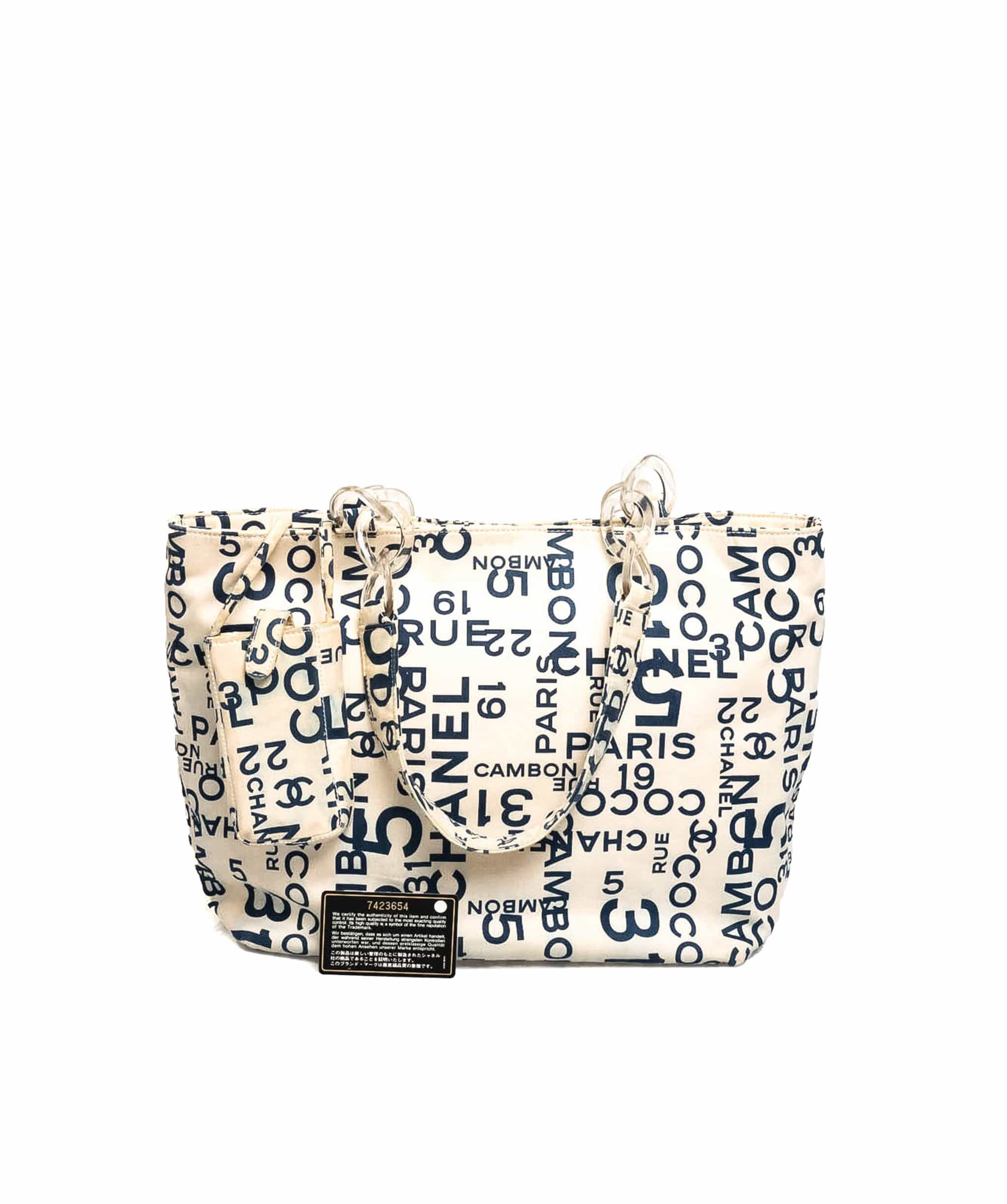 Chanel Chanel 31 Rue Cambon Beach Tote Ivory/Blue Canvas Shopper Bag - AWL1970