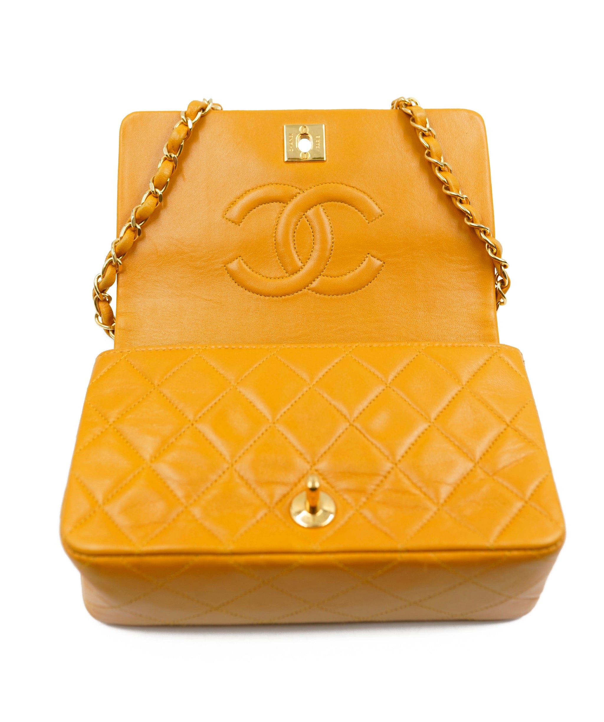 Chanel Chanel 7" Full Flap in Yellow Lambskin with GHW - AWL4076