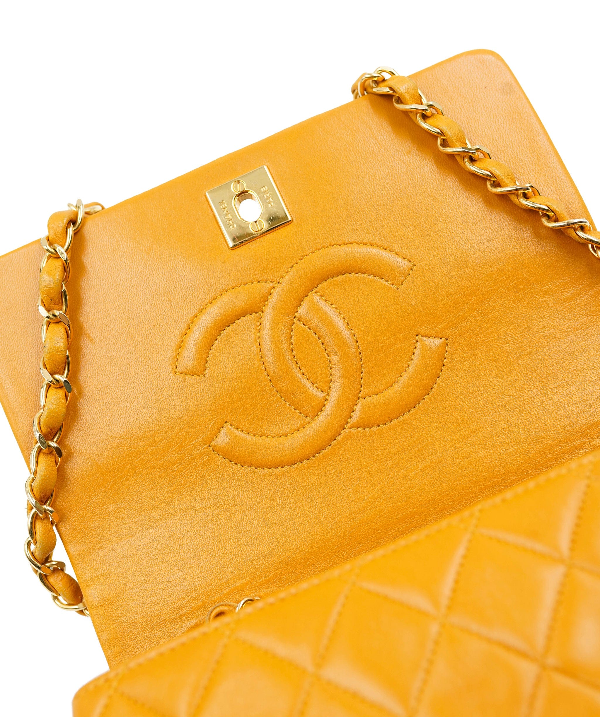 Chanel Chanel 7" Full Flap in Yellow Lambskin with GHW - AWL4076