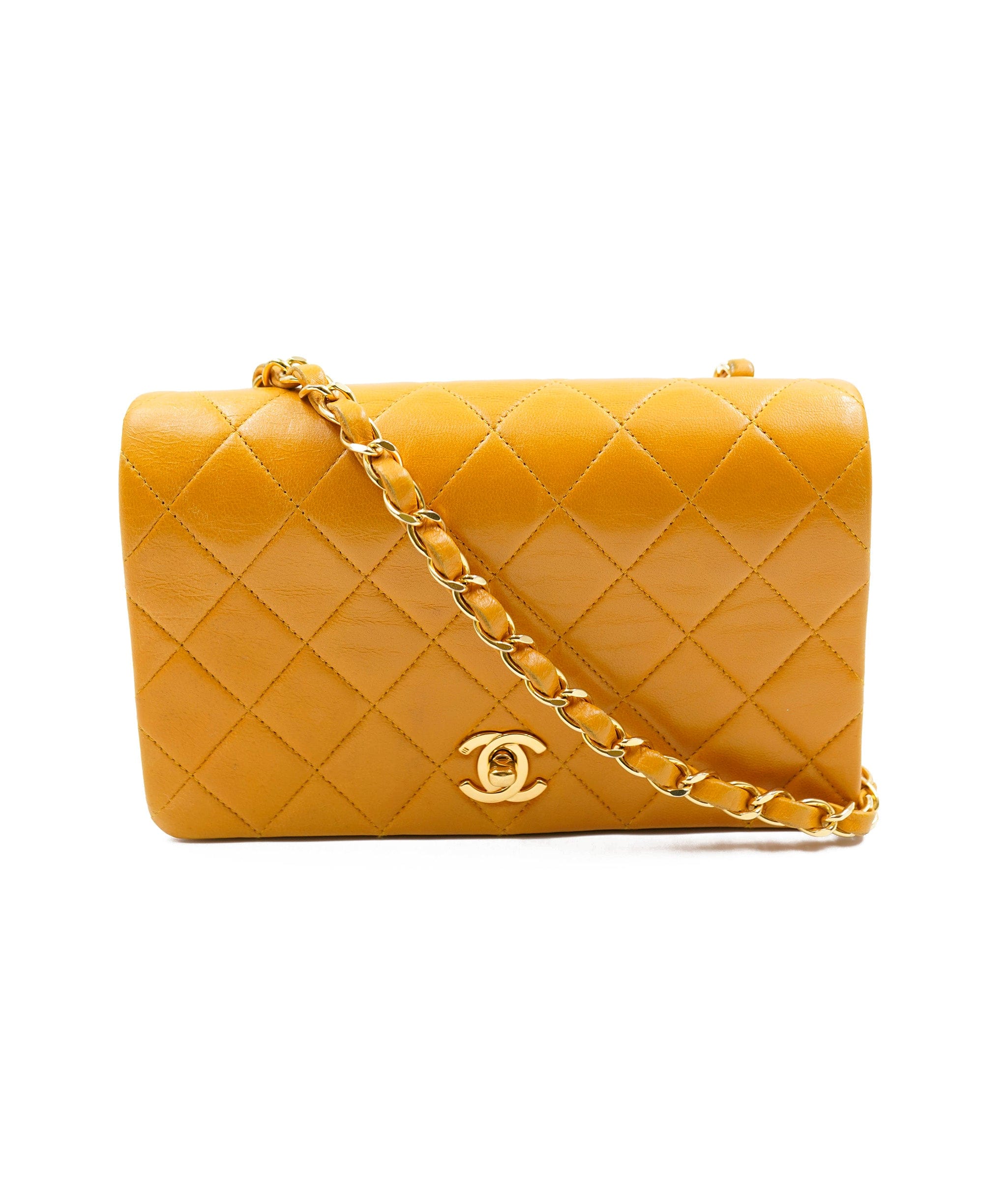 Chanel Chanel 7" Full Flap in Yellow Lambskin with GHW - AWL4076