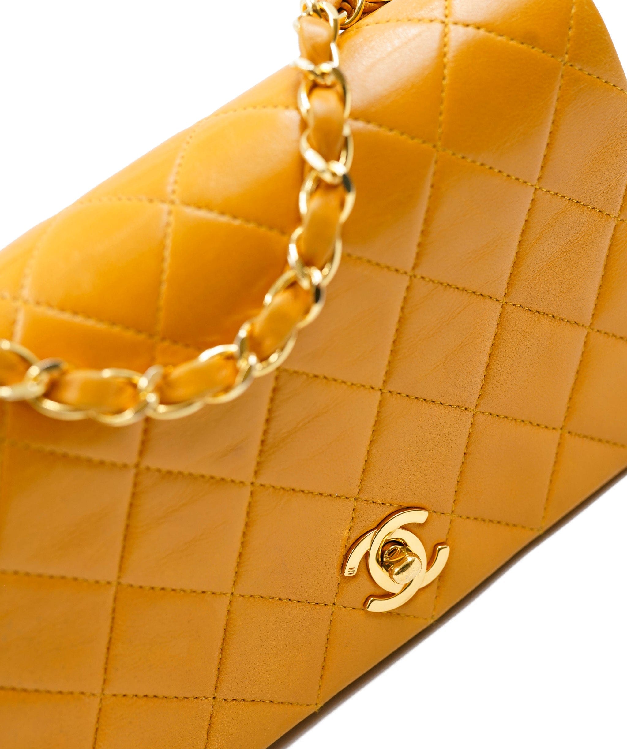 Chanel Chanel 7" Full Flap in Yellow Lambskin with GHW - AWL4076