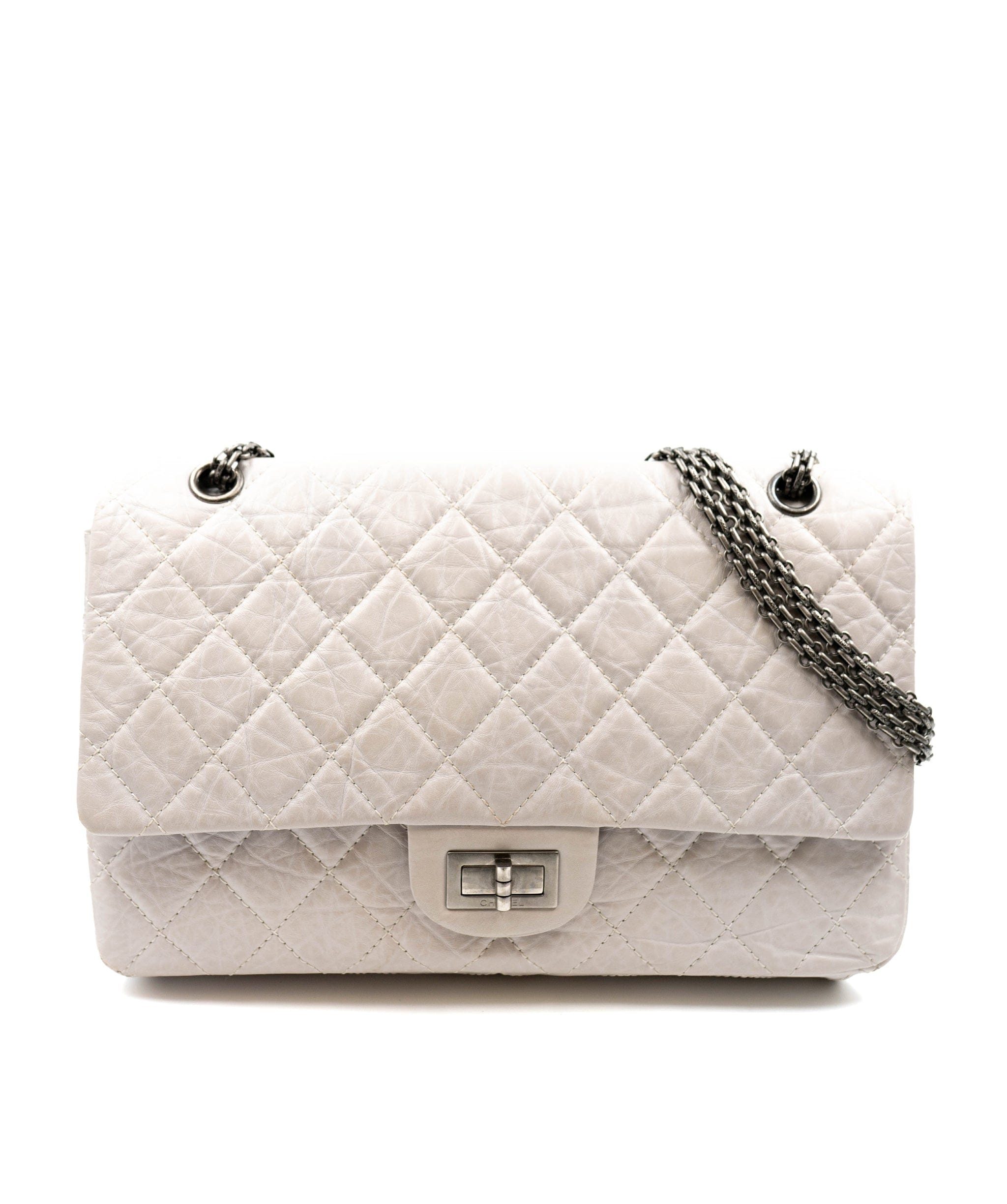 Chanel Bag 2.55 Reissue 13 Maxi in Light Grey Calf Leather Flap Bag A –  LuxuryPromise