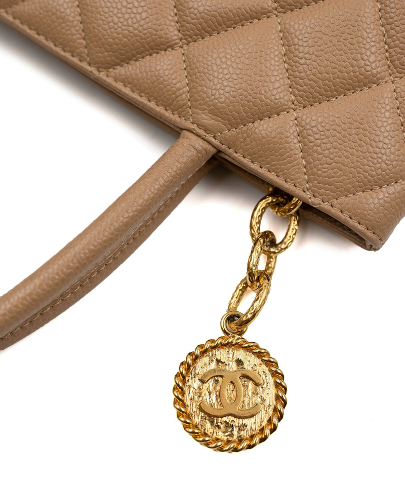 ❌SOLD❌#8 Excellent Chanel Medallion Tote Dark Beige Caviar GHW