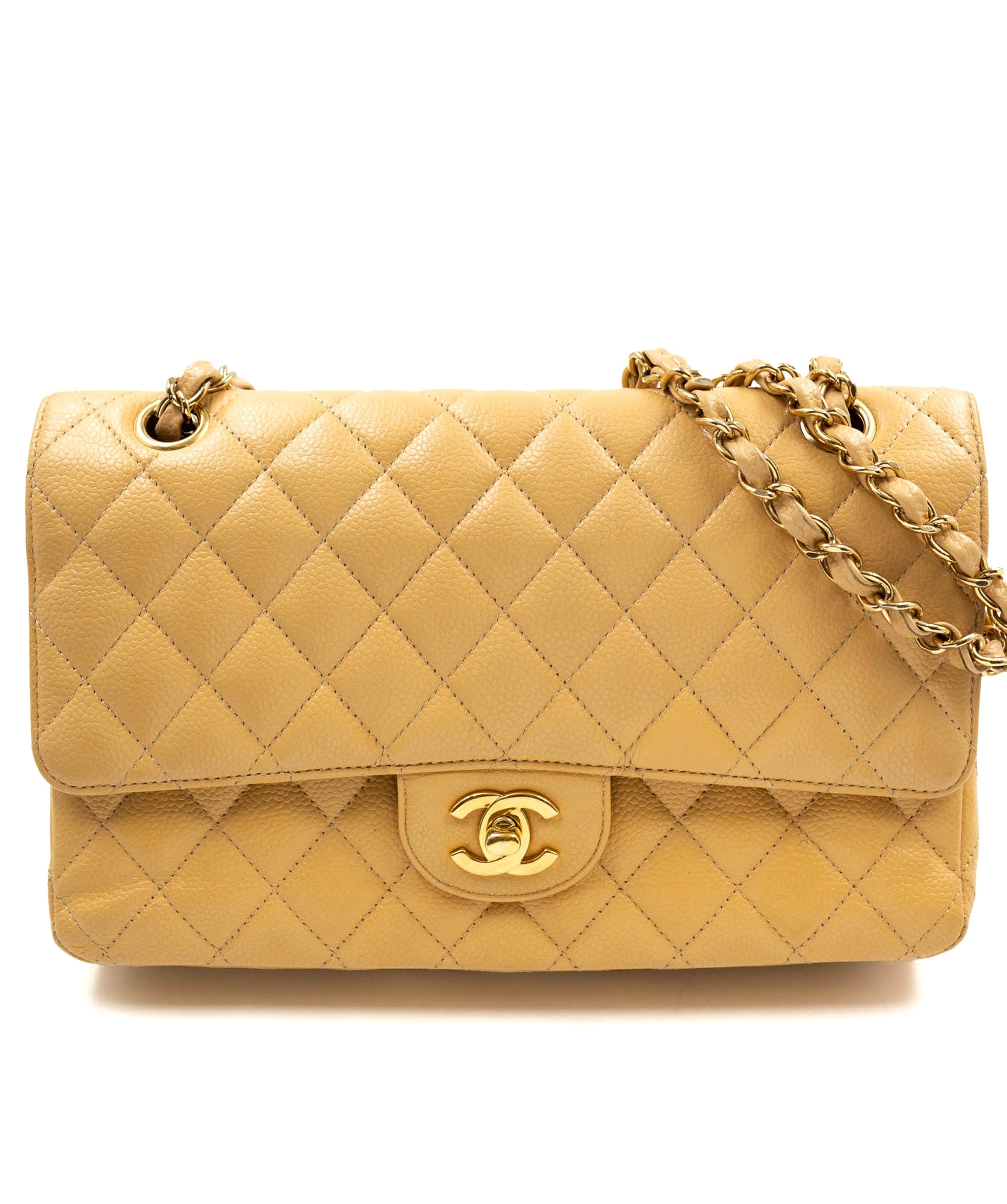 Chanel White Caviar Quilted Medium Classic Double Flap Bag