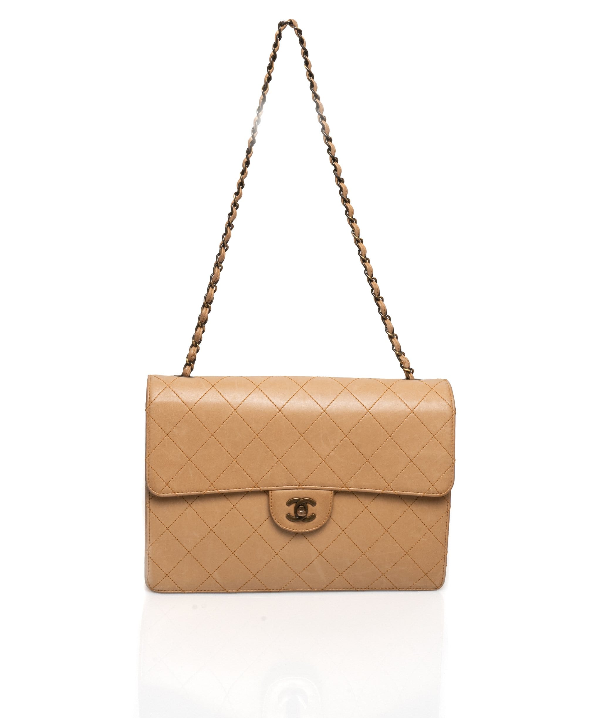 Chanel Chanel  Beige CC Timeless Lambskin Leather Jumbo Bag