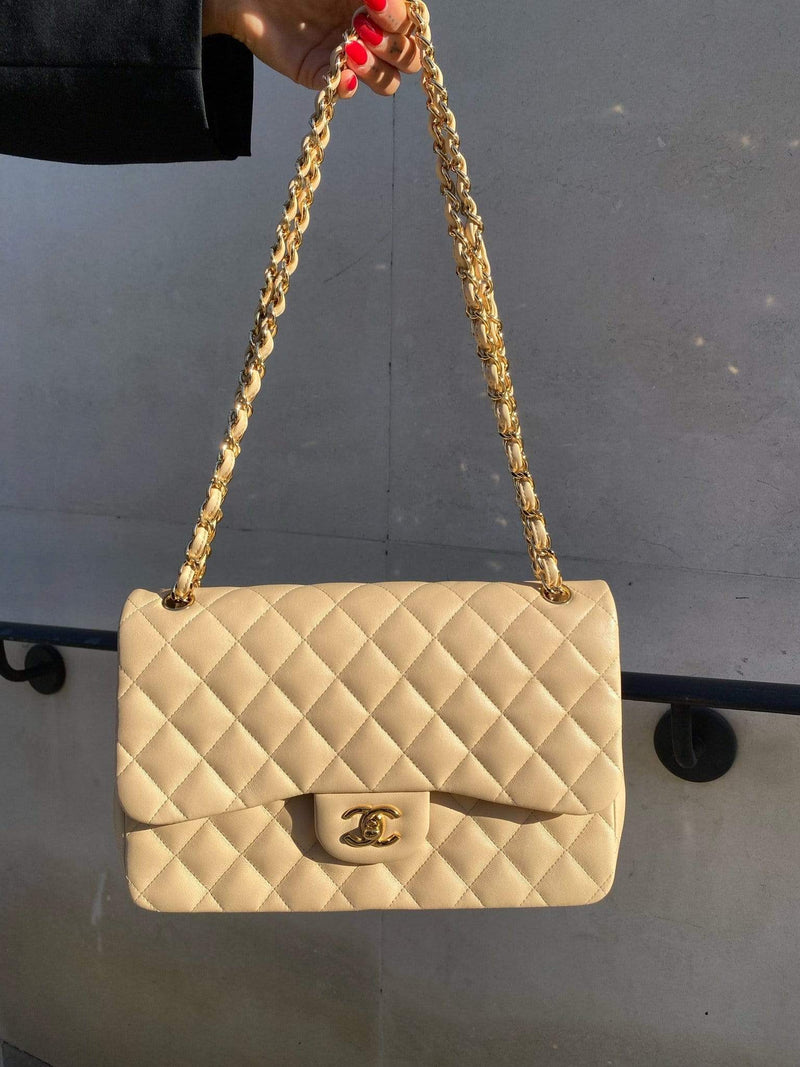 CHANEL Classic Jumbo Double Flap Bag Cream Caviar Leather – ALB