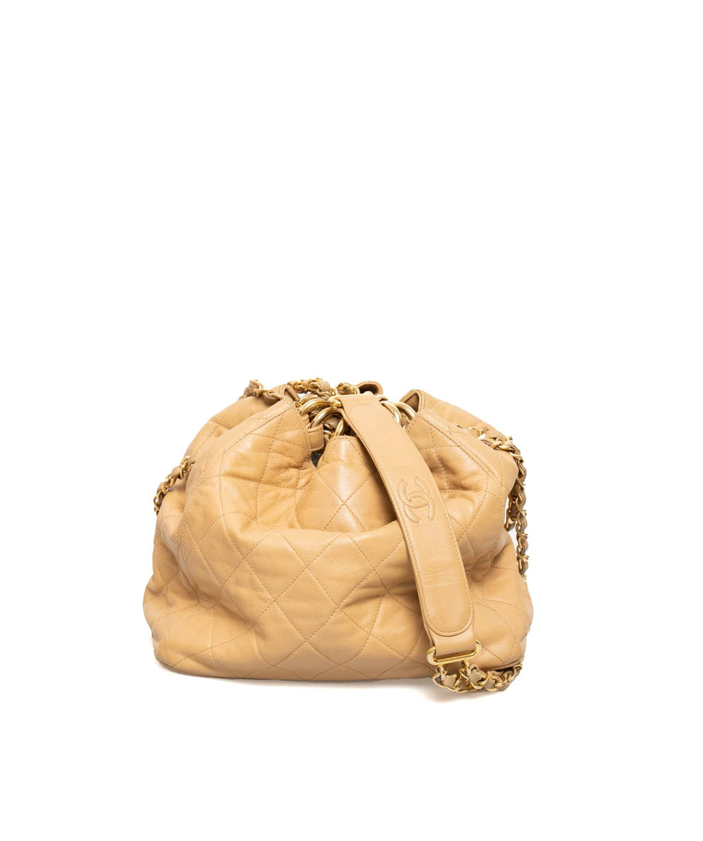 Chanel Vintage Mini 7 Beige Lambskin Classic Flap Bag - ASL1460