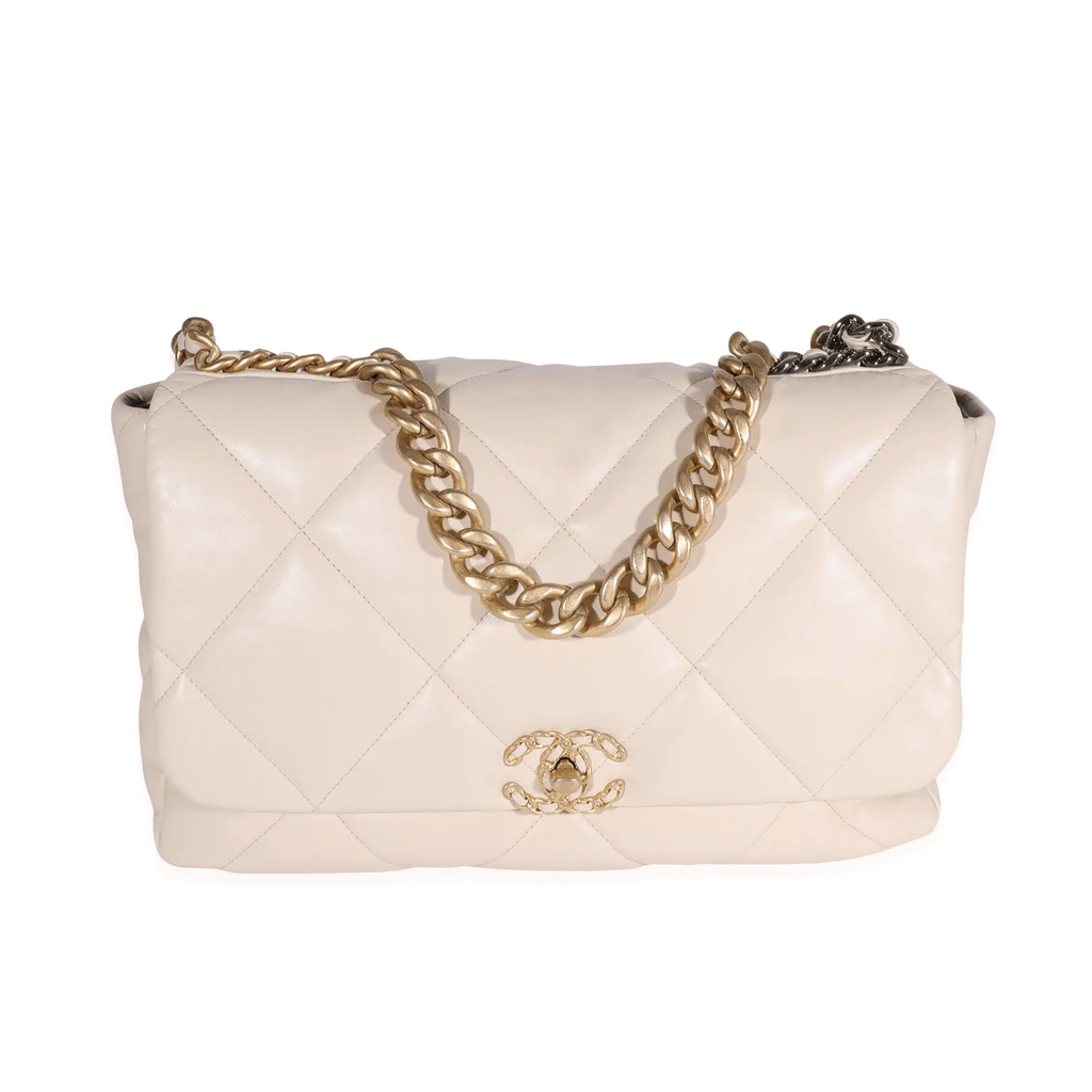 Chanel Beige Quilted Lambskin Chanel 19 Maxi Flap Bag 122672