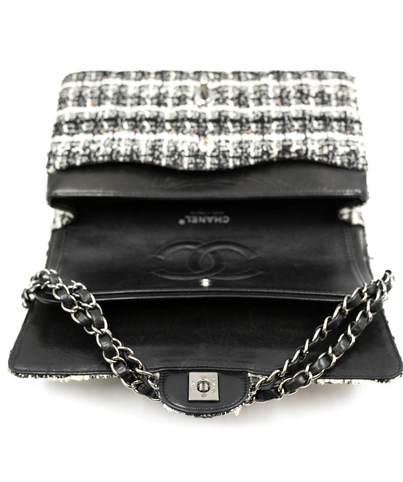 Chanel Black And White Ribbon And Tweed Mini Logo Rectangular Classic  Single Flap Silver Hardware, 2014 Available For Immediate Sale At Sotheby's