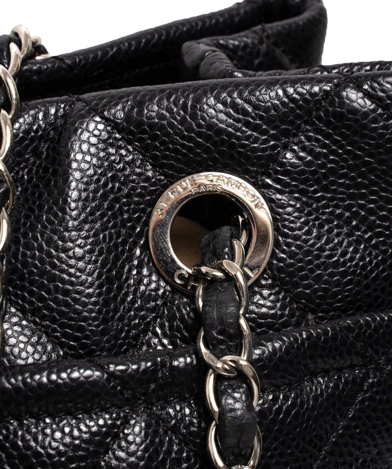 Chanel Chanel Black Caviar CC Tote Bag PHW  AGL1160