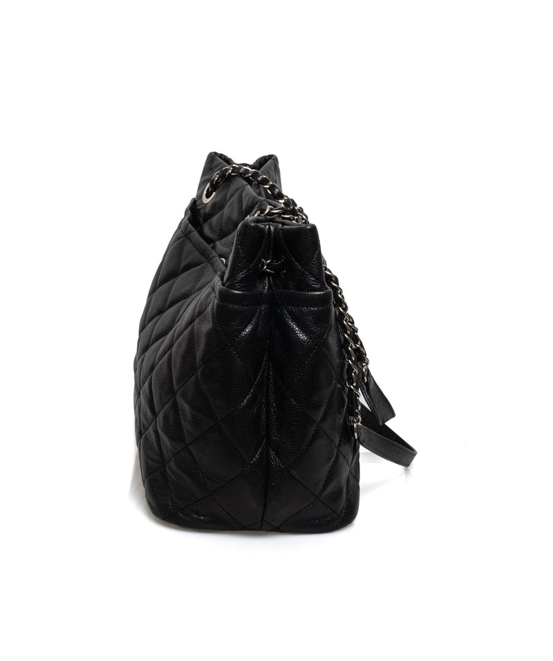 Chanel Chanel Black Caviar CC Tote Bag PHW  AGL1160