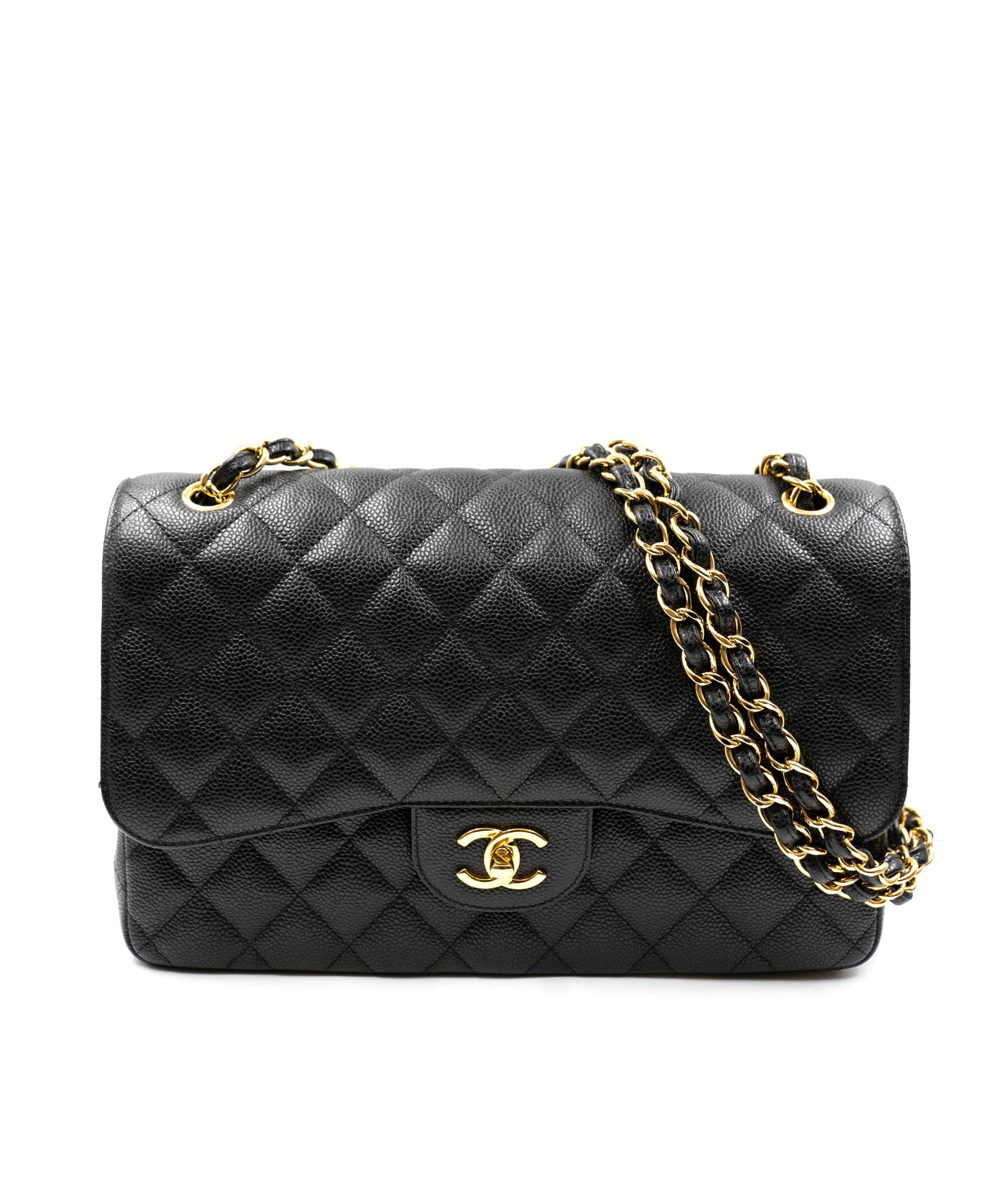 Chanel Chanel Black Caviar Classic Jumbo Flap with GHW 12" AGL2330