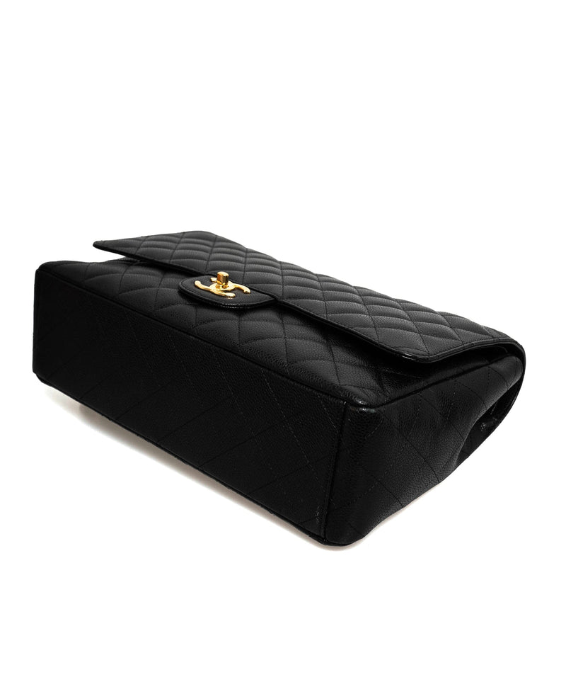 CHANEL black Soft Caviar leather MAXI ELASTIC FLAP Shoulder Bag at 1stDibs