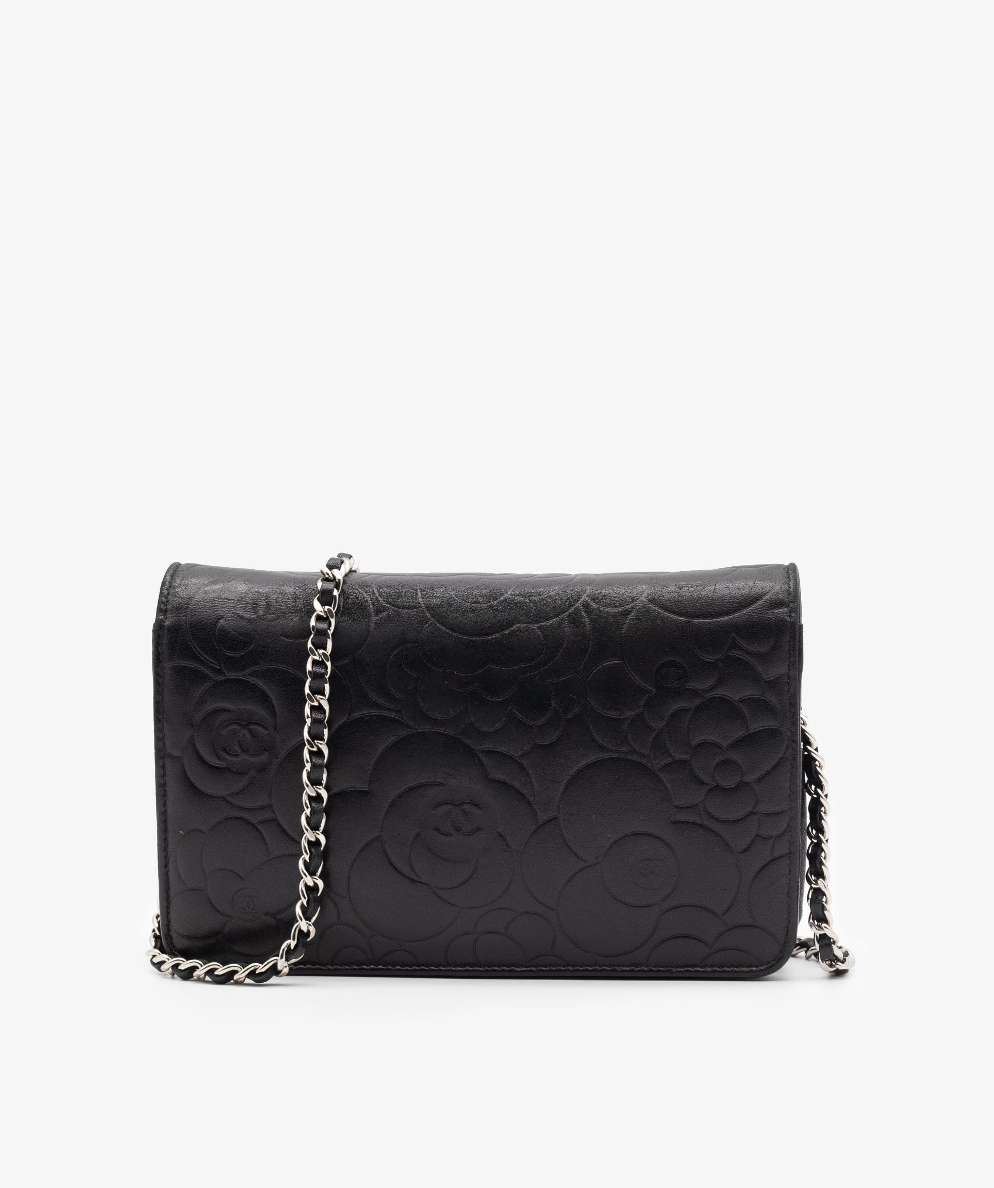 Chanel Chanel Black CC Camellia Quilted Wallet On Chain