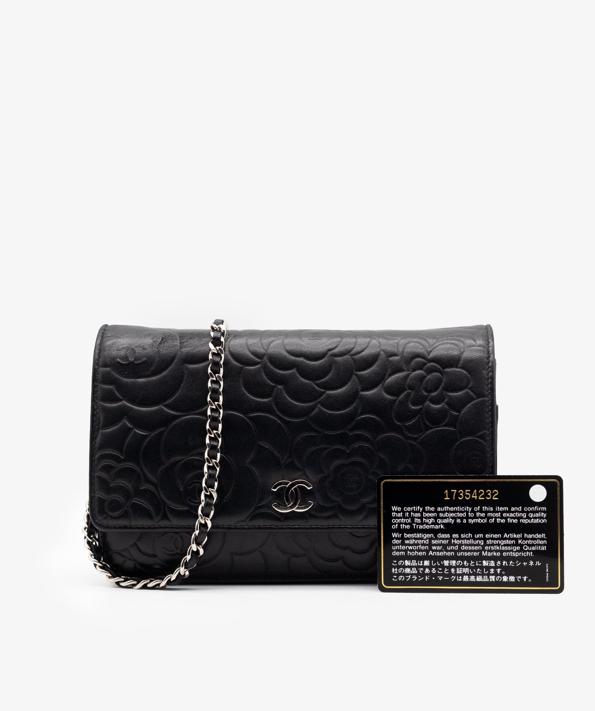 Chanel Chanel Black CC Camellia Quilted Wallet On Chain