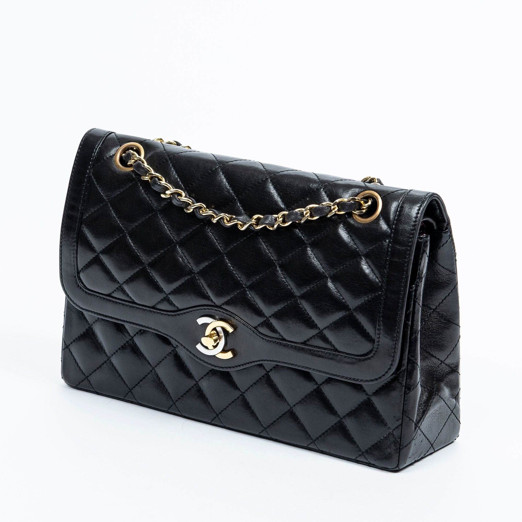 Chanel Chanel Black CC Paris Double Flap Bag - AWL2162