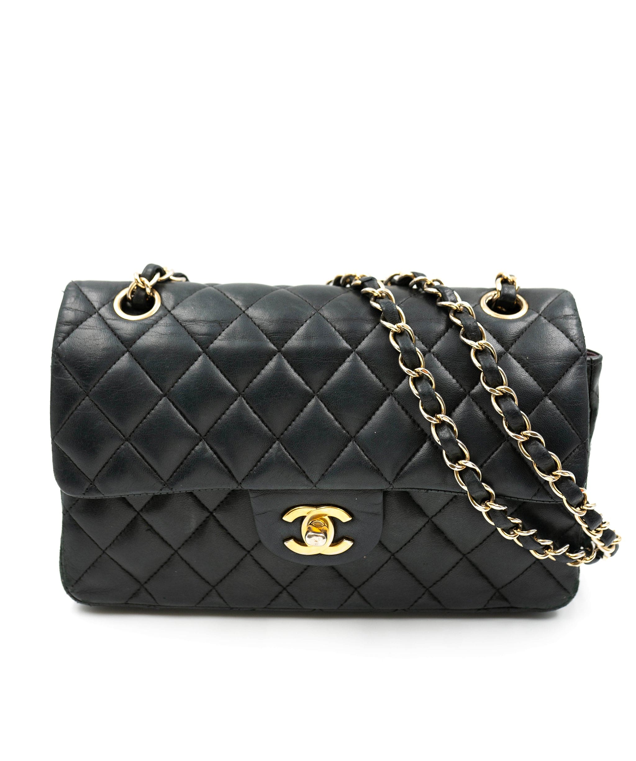 Chanel Chanel Black Lambskin 9 Inch Classic Flap Bag GHW  AGC1397