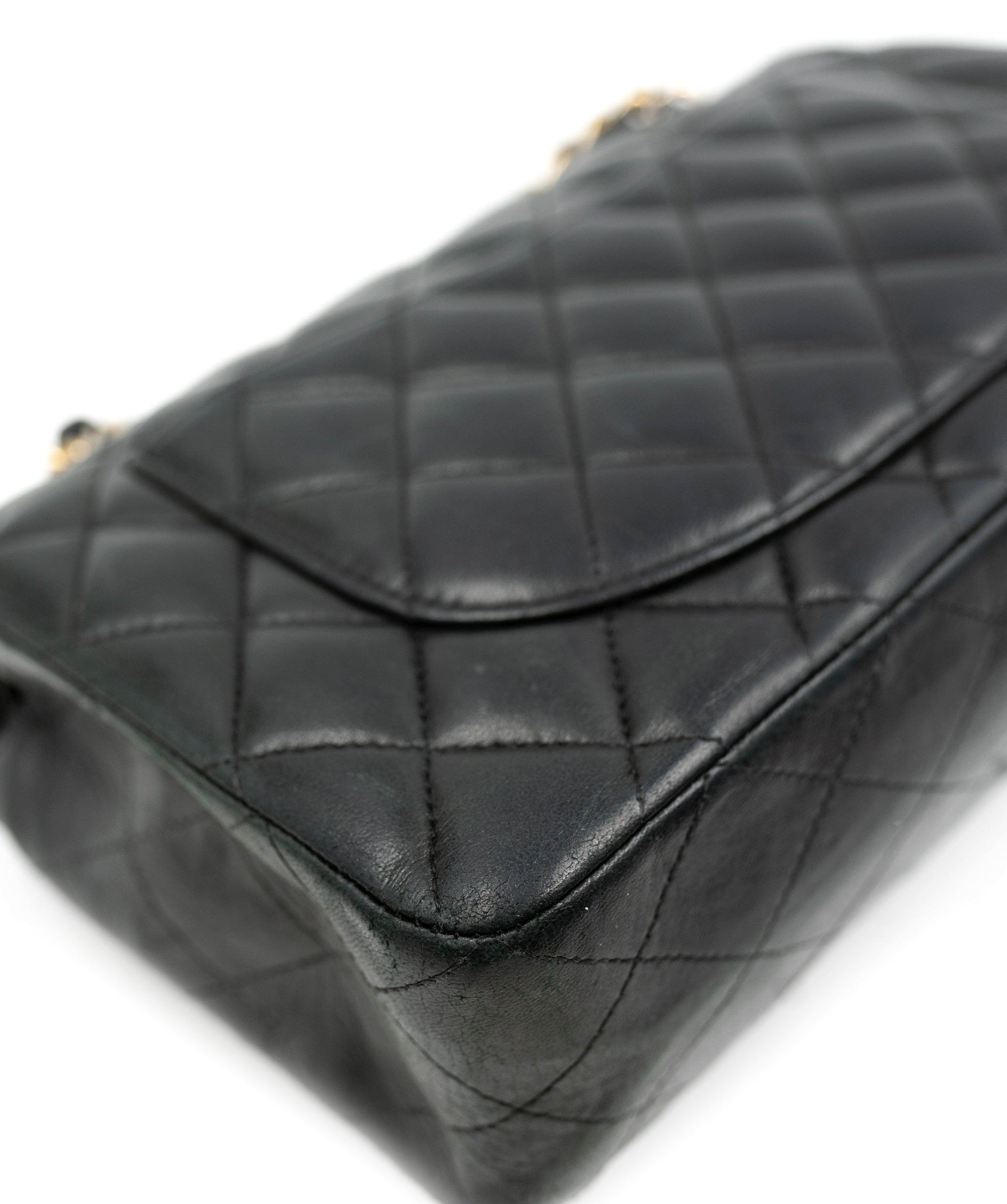 Chanel Chanel Black Lambskin 9 Inch Classic Flap Bag GHW  AGC1397