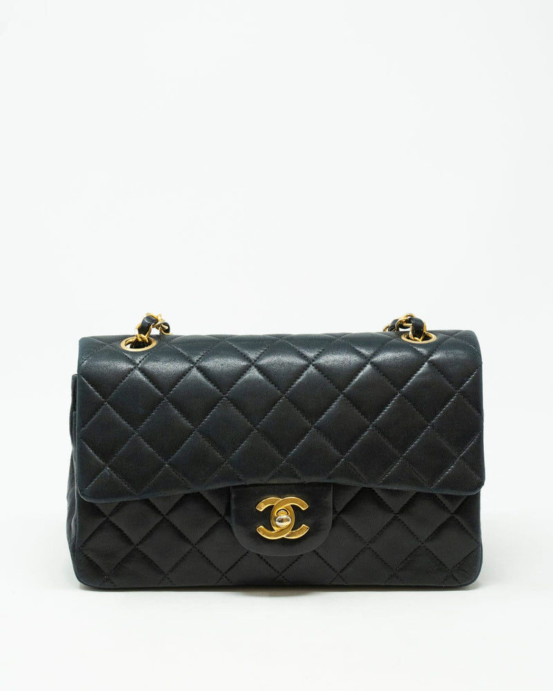 Chanel Black Lambskin 9 inch Classic Flap Bag GHW - AGL1787