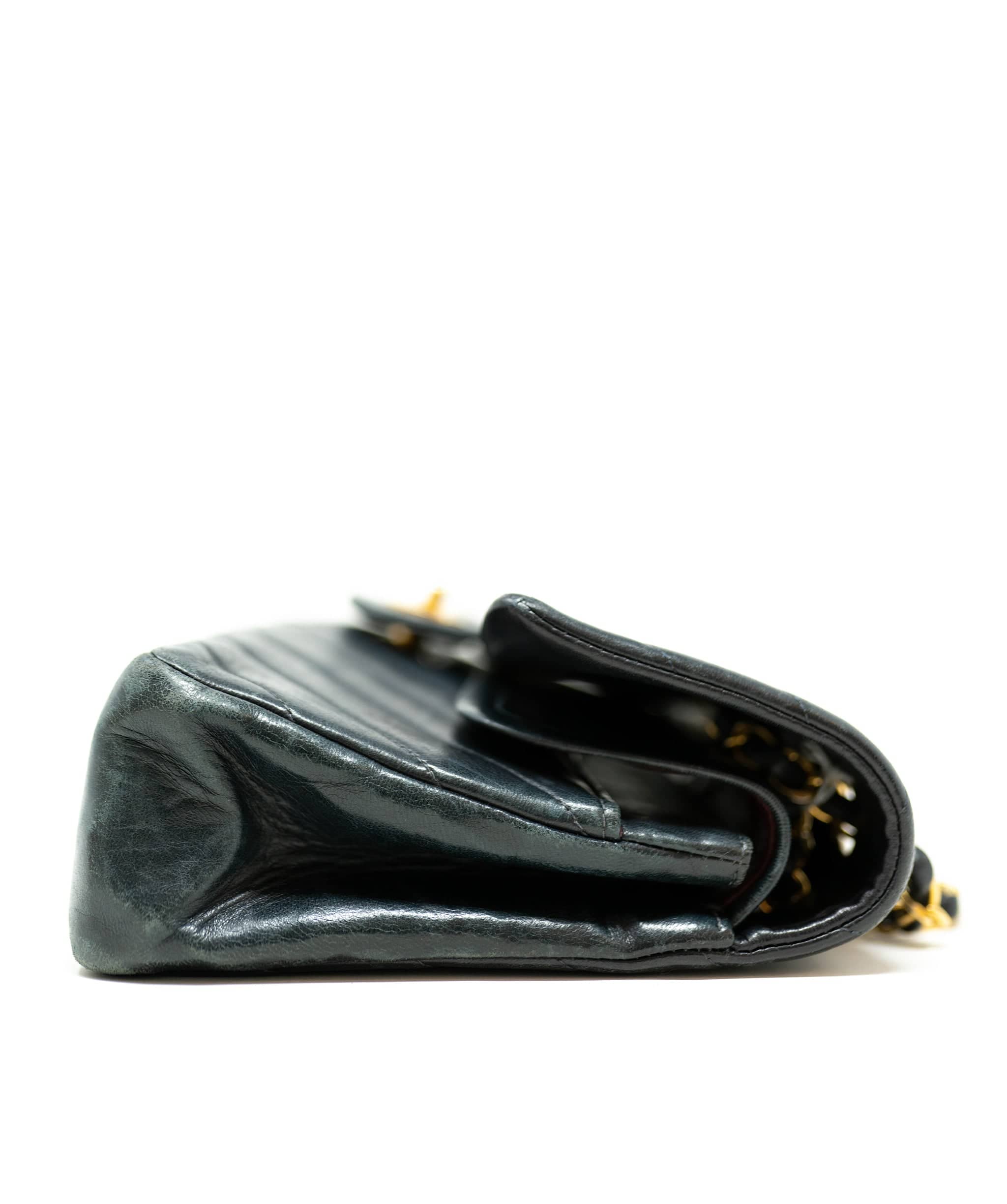Chanel Chanel Black Lambskin Chevron Double Classic Flap Bag GHW - AGL1823