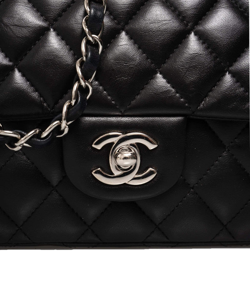 Chanel Chanel Black Lambskin East West Bag with Silver Hardware - AWC1040
