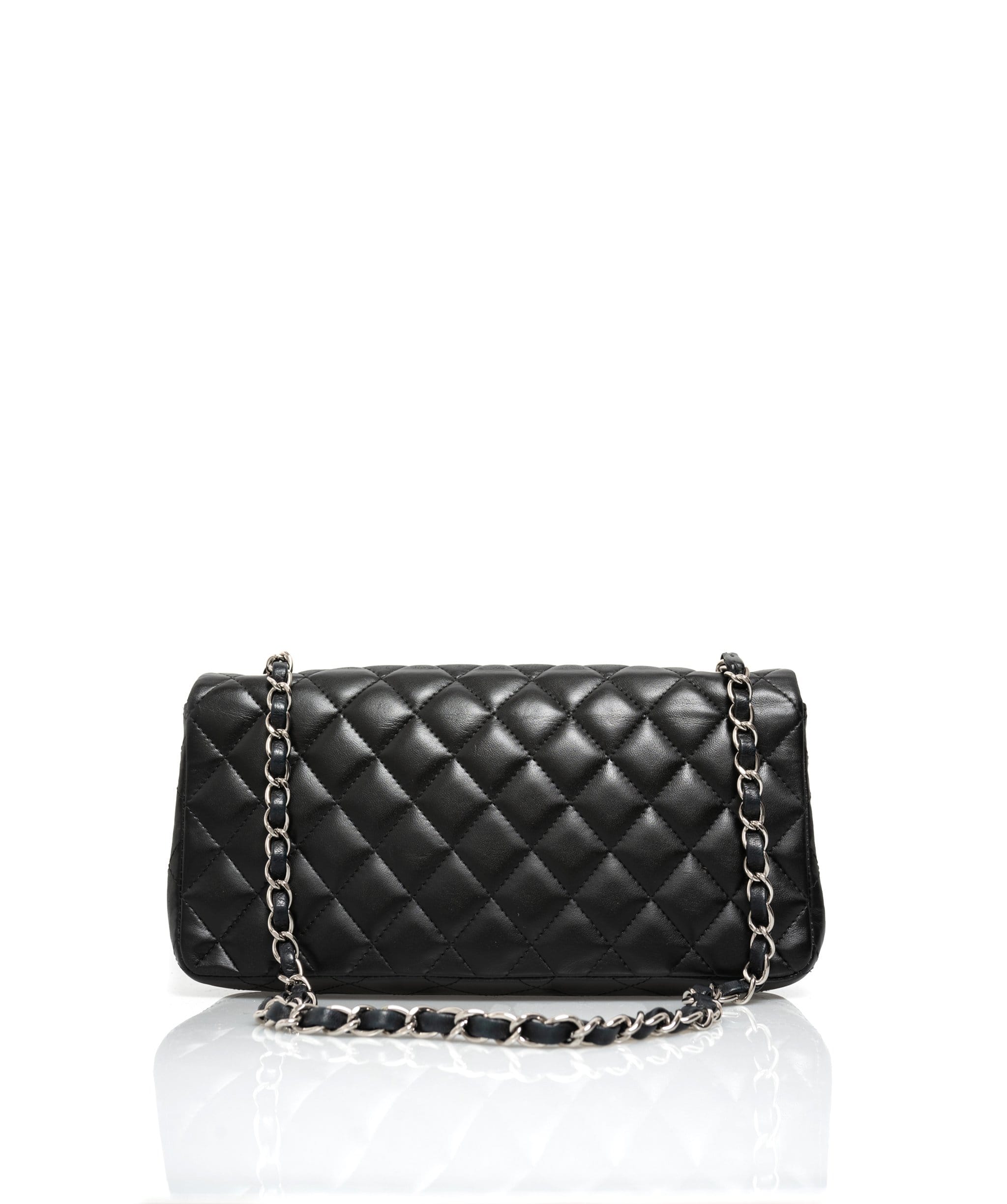 Chanel Chanel Black Lambskin East West Bag with Silver Hardware - AWC1040