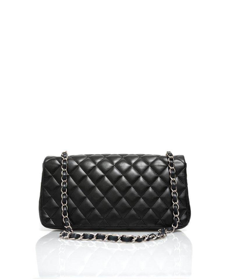 Chanel Chanel Black Lambskin East West Bag with Silver Hardware - AWC1040