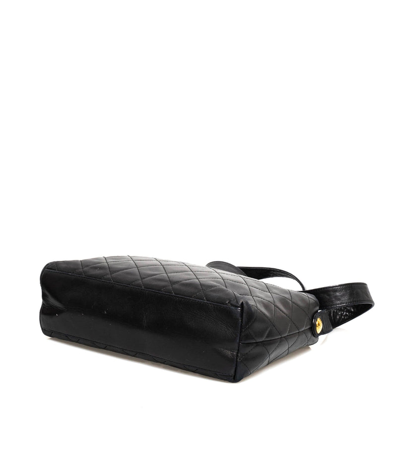 Chanel Black Caviar Leather CC Turnlock Zip Tote Shoulder Bag