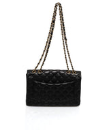 Chanel Chanel Black Lambskin Leather Jumbo Single Flap Bag - AGL1048