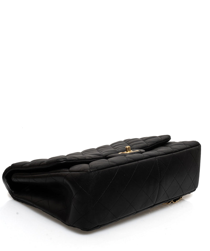 Chanel Chanel Black Lambskin Leather Jumbo Single Flap Bag - AGL1048
