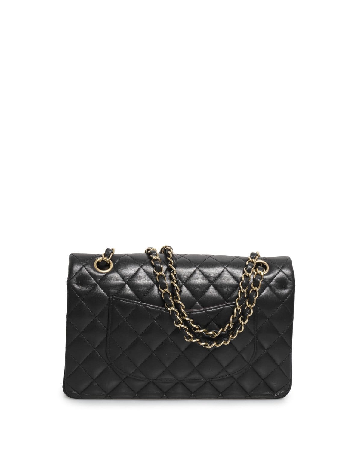Chanel Chanel Black Lambskin Leather Medium Classic Double Flap Bag - AGL1442