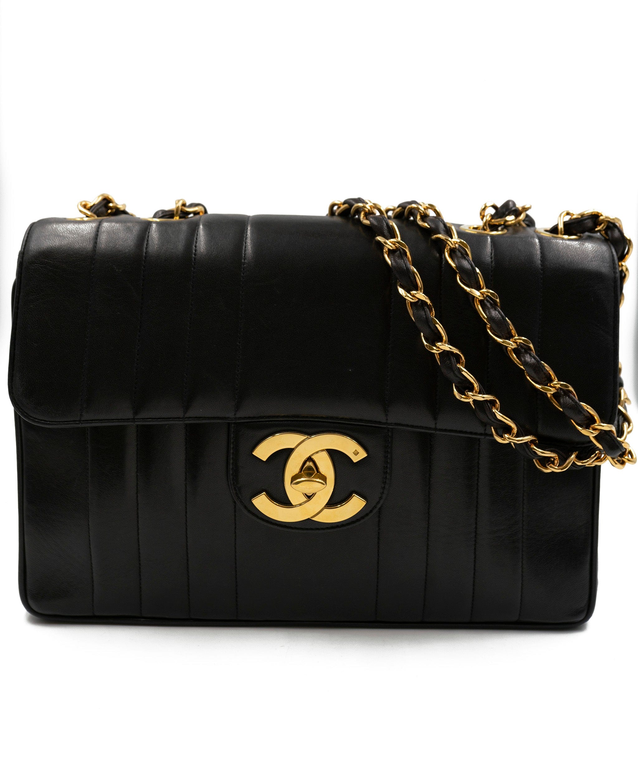 Chanel Chanel Black Lambskin Mademoiselle Jumbo Flap Bag GHW AGL2357