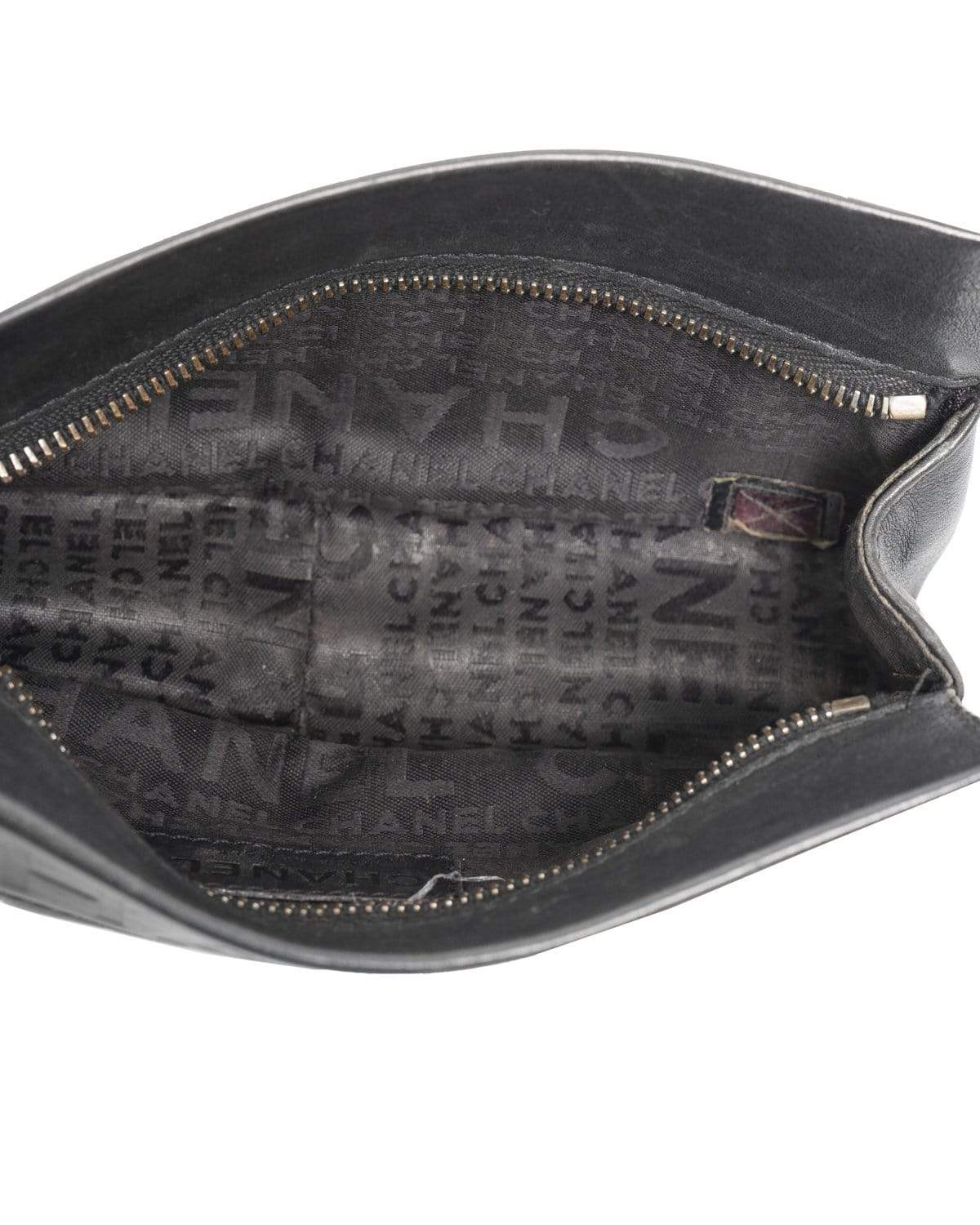 Chanel Chanel Black Lambskin Pochette Bag - AGL1459