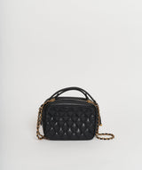Chanel Chanel Black Lambskin Quilted Vanity Case GHW