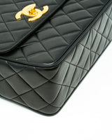 Chanel Chanel Black Lambskin satchel style crossbody bag with Jumbo CC lock - AWL2574