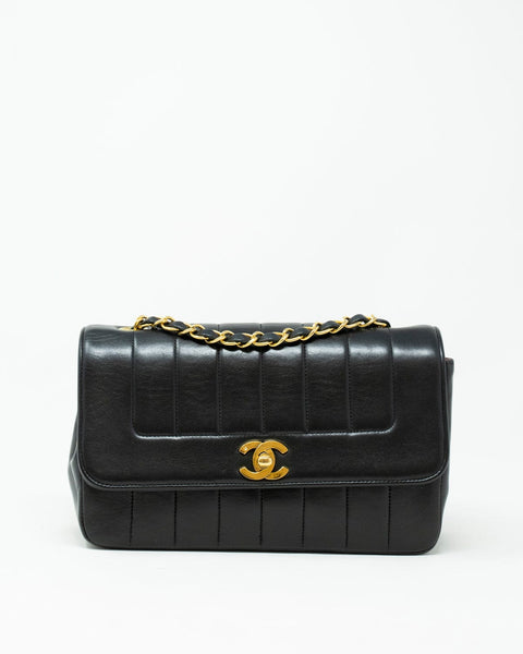 Chanel Vintage Classic Single Flap Bag Vertical Quilt Caviar 412545