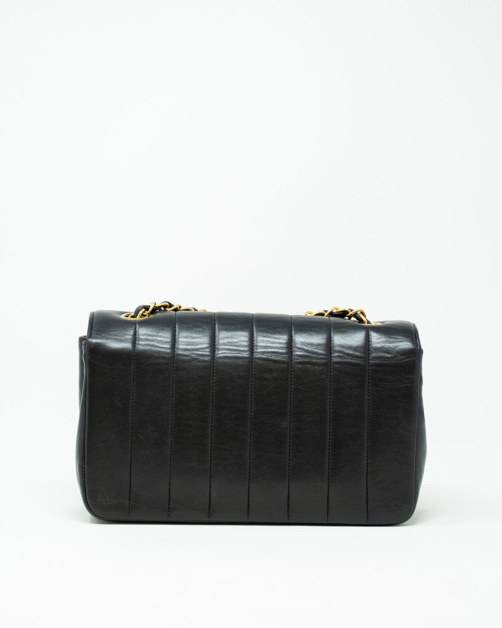 Chanel Black Lambskin Vertical Quilted Single Flap Bag - ASL2174