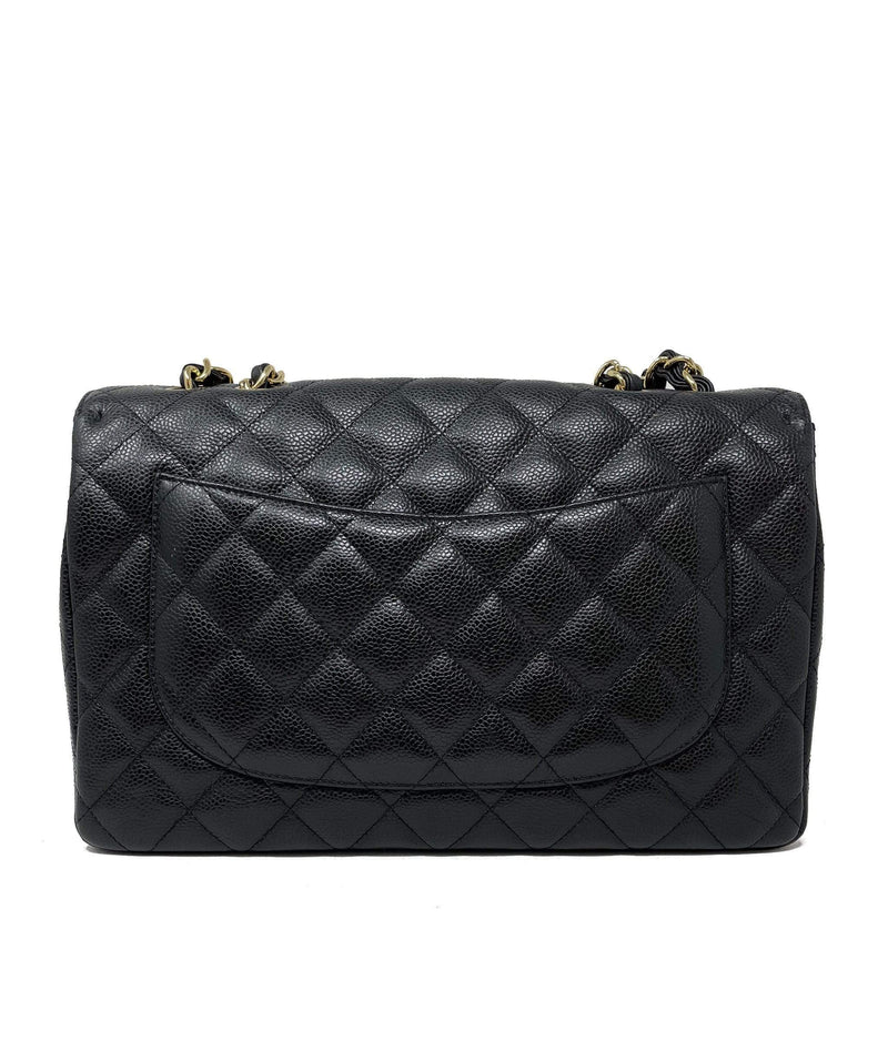 Chanel Chanel Black Leather Caviar Leather Jumbo Flap bag - AGL1291