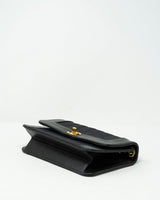 Chanel Chanel Black Linen & Leather Single Flap Bag - ASL2182